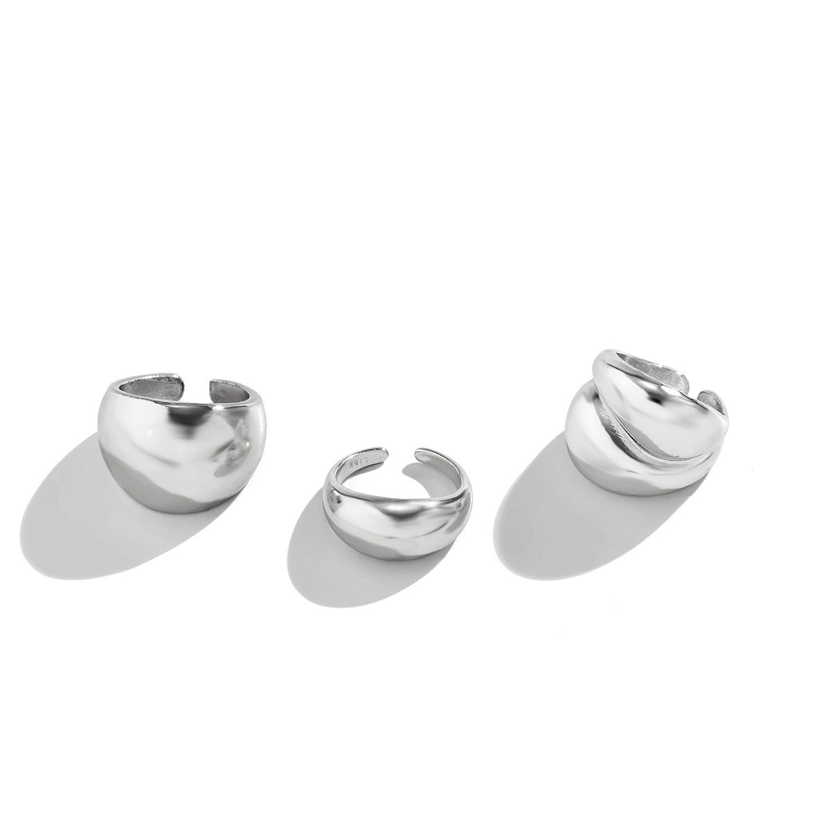 Geometric Smooth Plated Alloy Ring Set for Women