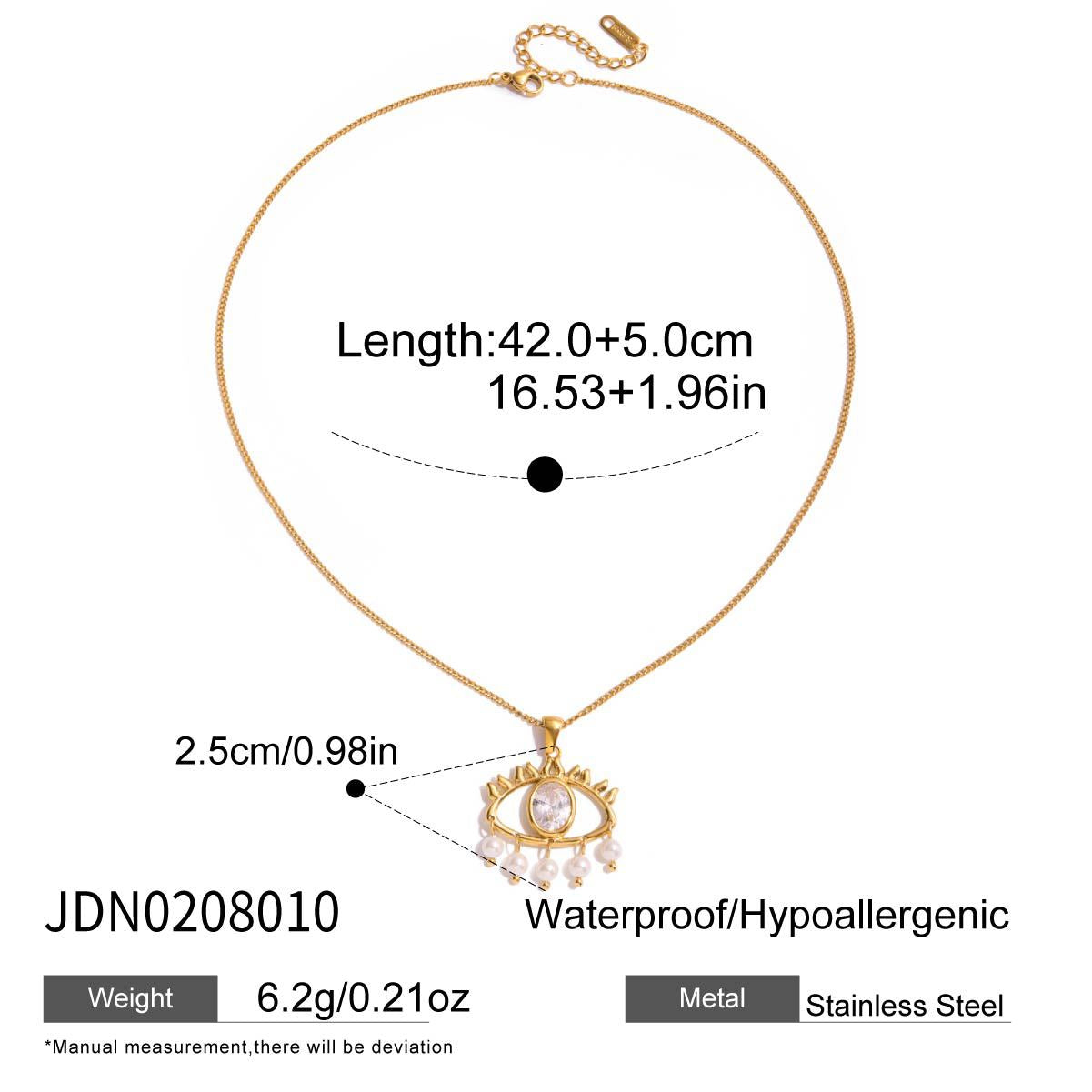 Collar con colgante de ojo demoníaco geométrico con borla de acero de titanio y diamantes de imitación, collar de moda de acero inoxidable galvanizado para mujer