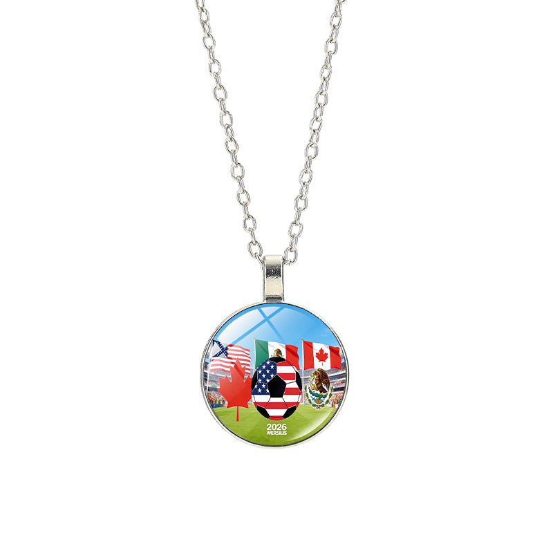 Collana sportiva casual in lega placcata argento con pendente in cristallo unisex