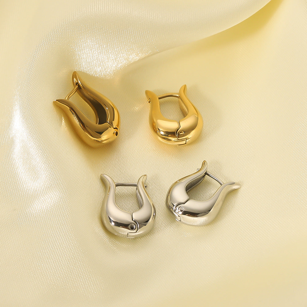 Orecchini Minimalisti Irregolari Geometrici in Acciaio Inox con Placcatura Sottovuoto in Oro 18K da Donna