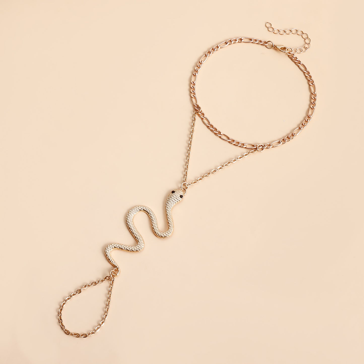 Gothic Snake-Shaped Alloy Anklet for Women with Geometric Design Ideal for Beach Vacation and Summer Travel