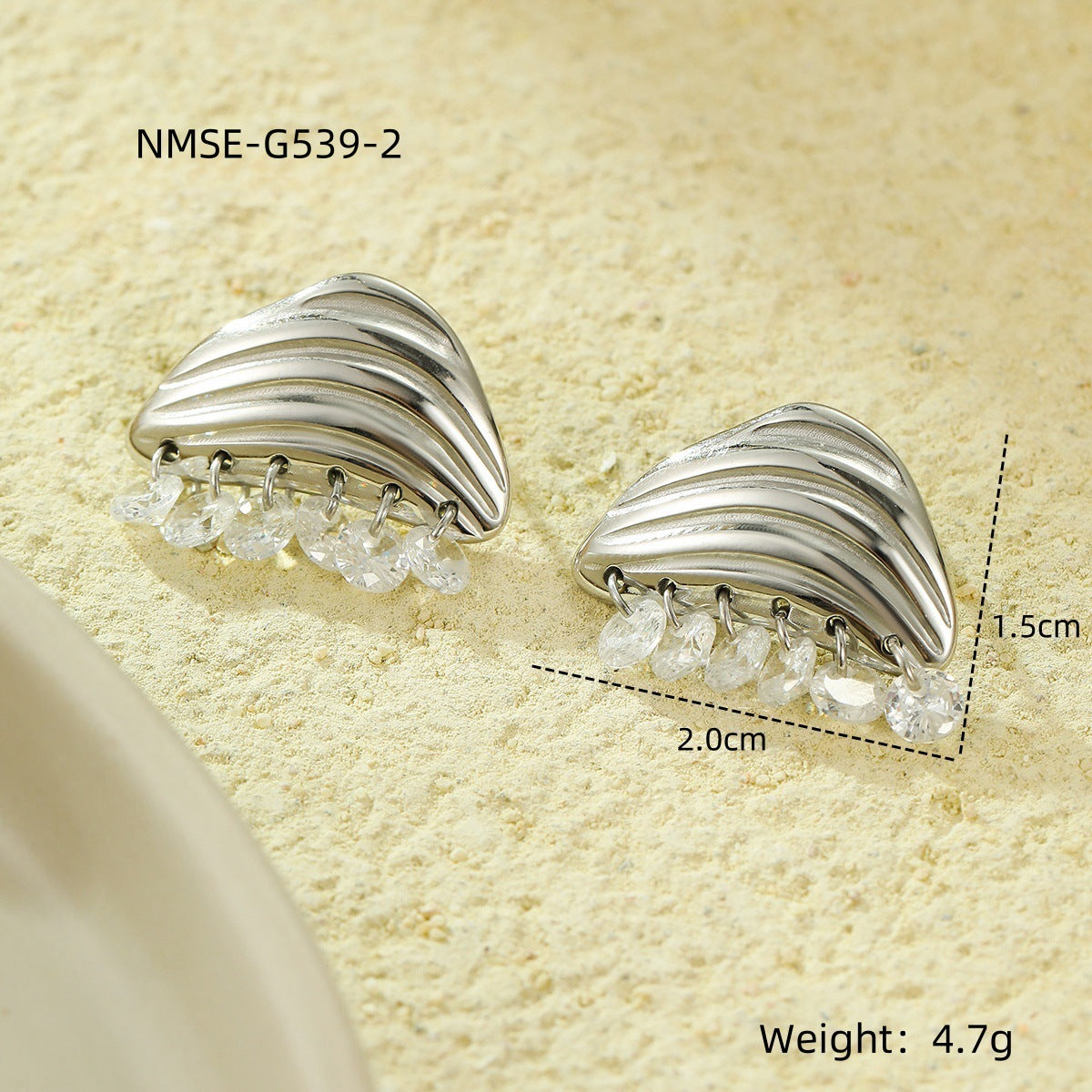 Pendientes de acero inoxidable dorado con diseño geométrico vintage y circonitas para mujer