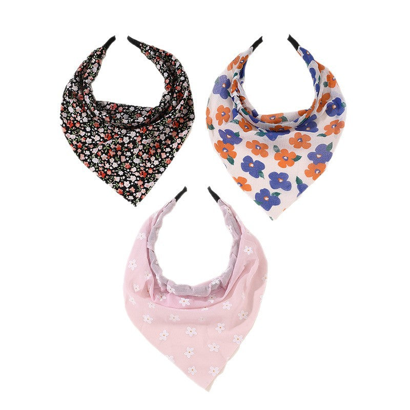 Fascia Larga Boho per Bambini con Stampa a Farfalla e Bordo in Pizzo in Tessuto Colori Caramella Accessorio per Capelli