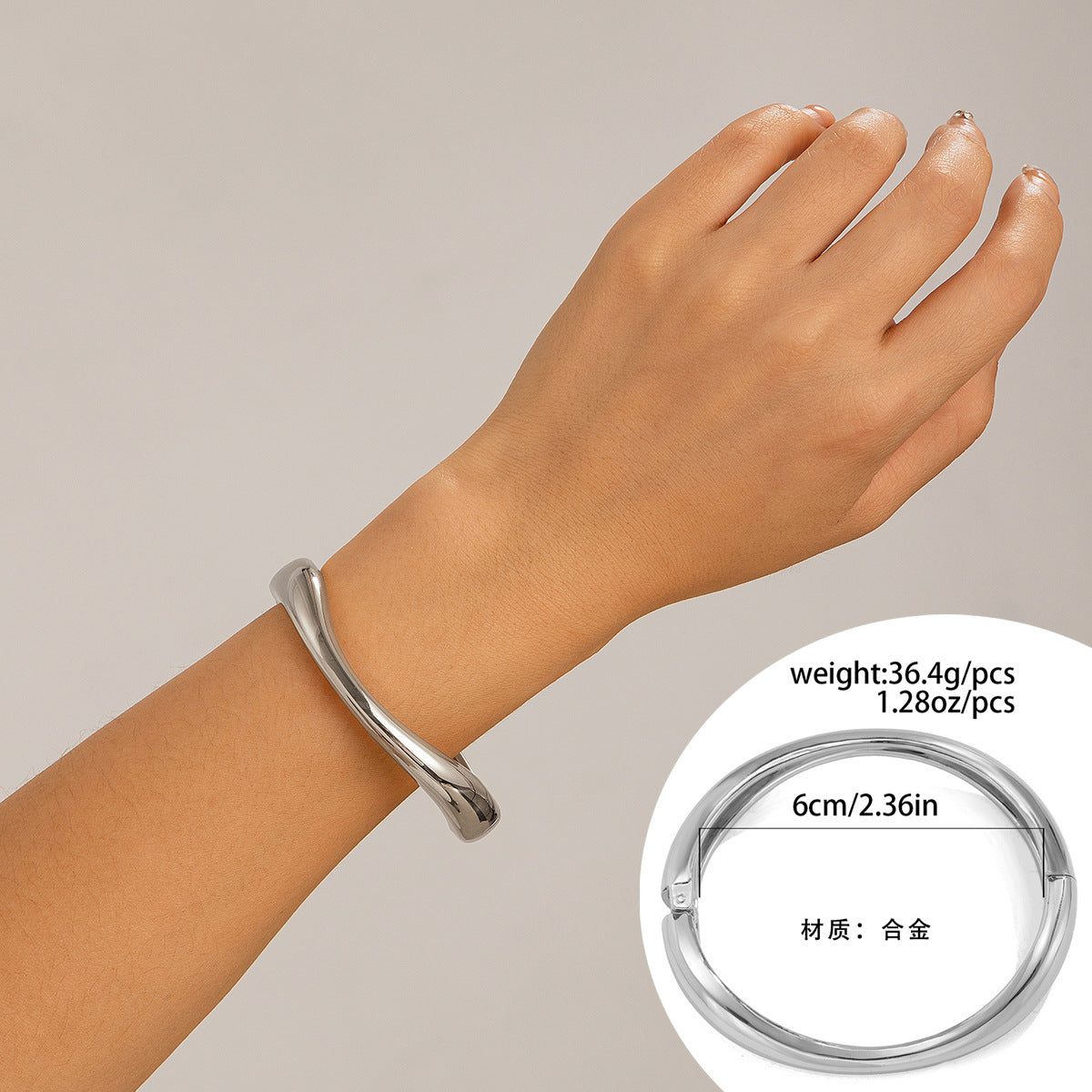Pulsera de aleación ondulada irregular estilo punk con perlas de imitación para mujer