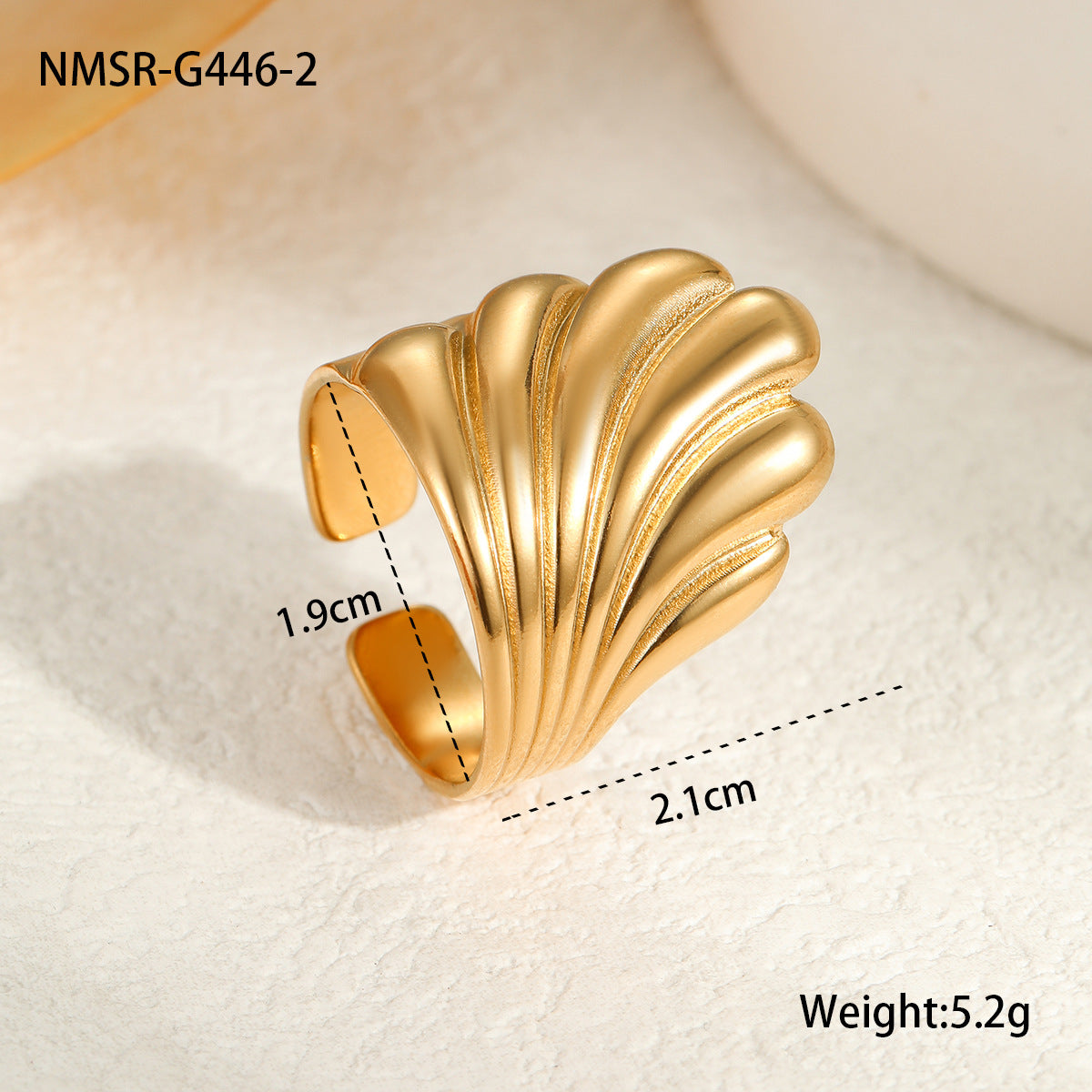 Anillo Abierto Minimalista Irregular de Acero Inoxidable para Mujer con Acabado Chapado