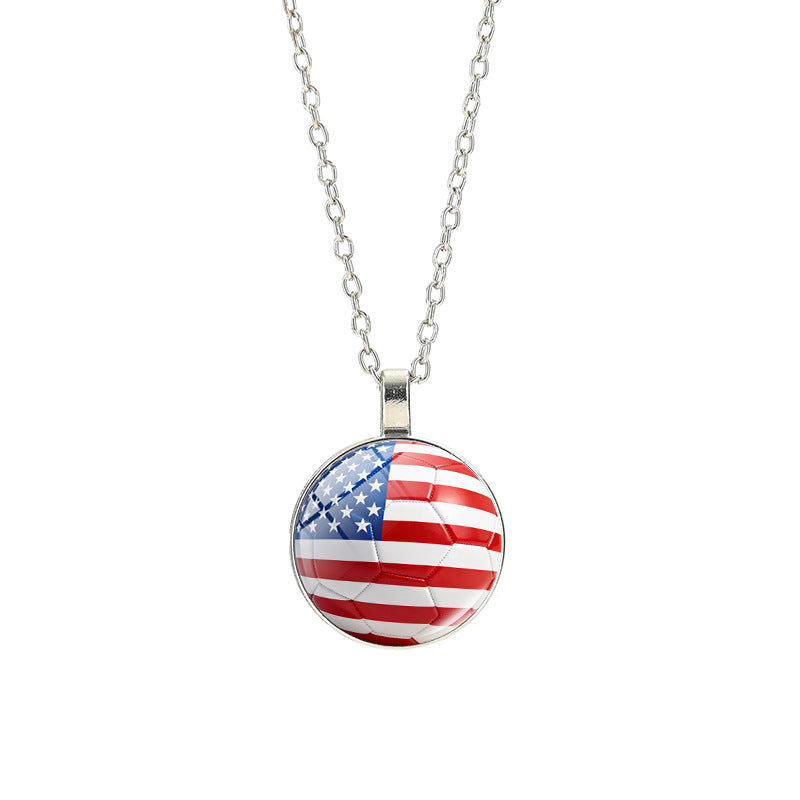 Collana Unisex Casual con Pendente Rotondo Geometrico in Cristallo, Placcato in Lega, con Catena a Cavo