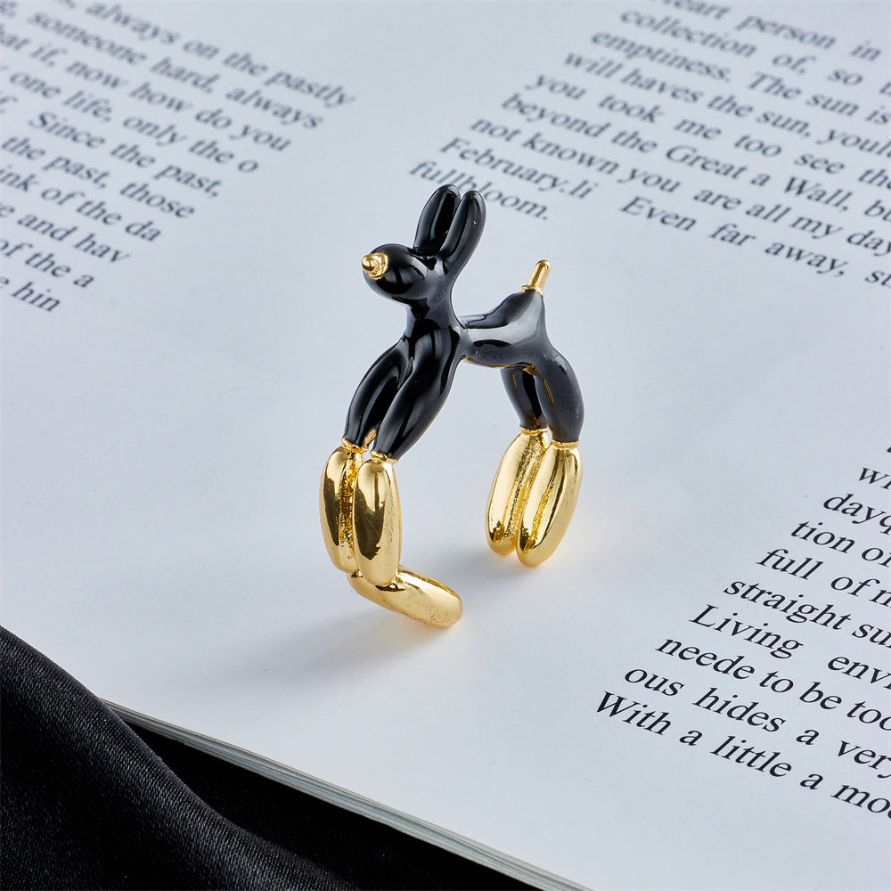 Geometric Animal Ring in Copper with 18K Gold Plating and Enamel Detailing for Women