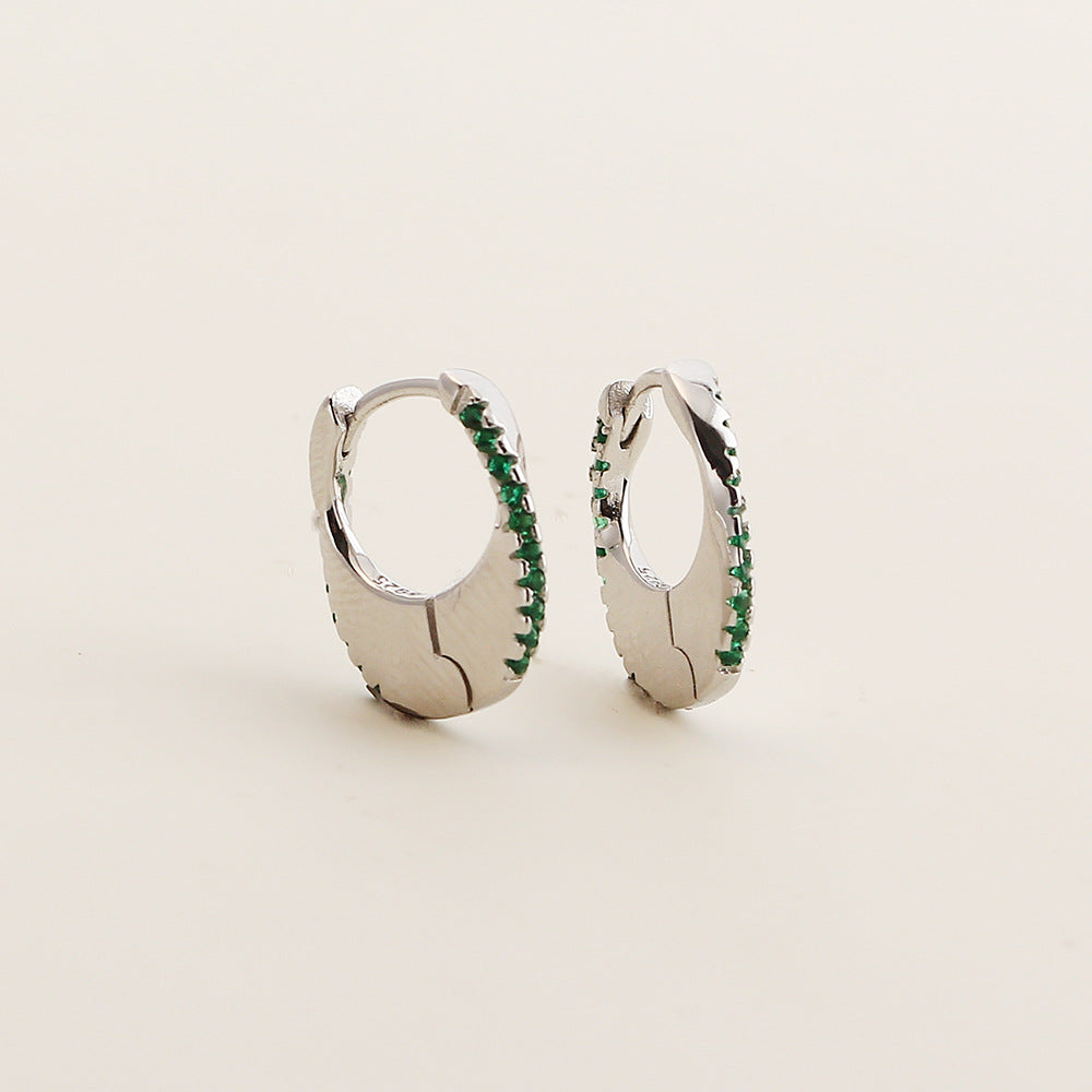 Minimalista geométrica S925 plata esterlina brazaletes de oreja con incrustaciones de diamantes de imitación para mujer