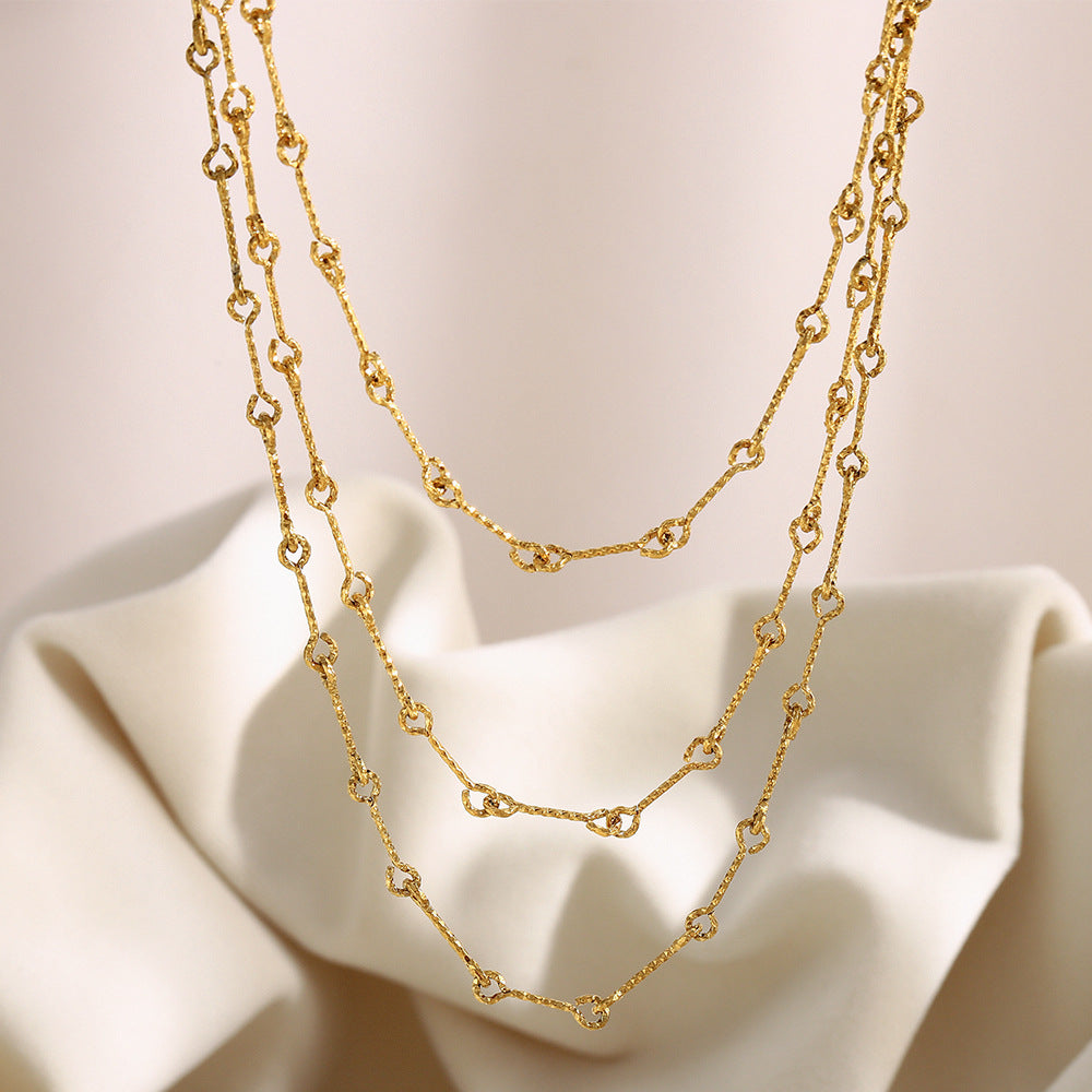 Minimalist Geometric Pendant Necklace for Women Stainless Steel with 18K Gold Plating Adjustable Layered Chain