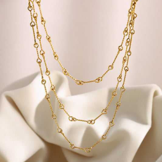 Minimalist Geometric Pendant Necklace for Women Stainless Steel with 18K Gold Plating Adjustable Layered Chain