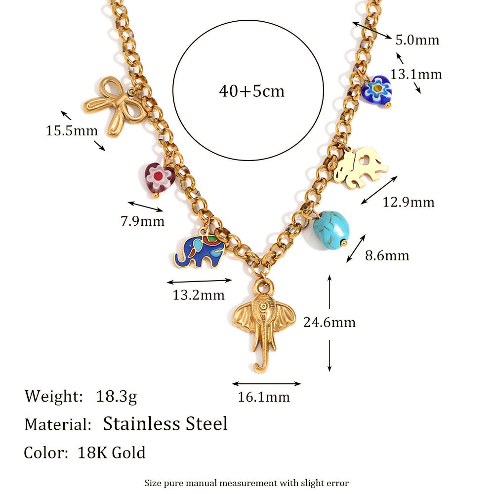 Minimalist Geometric Animal Pendant Necklace for Women Stainless Steel with 18K Gold Plating Handmade Chain