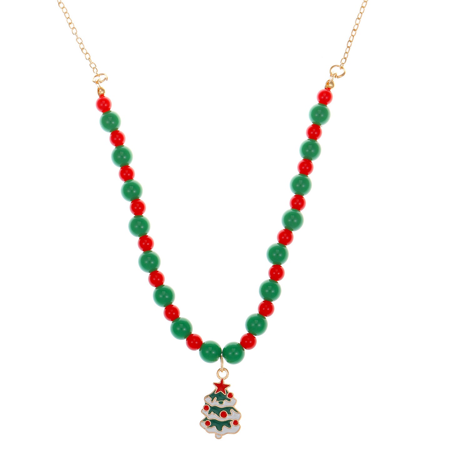 Collar Pendiente de Campana y Árbol de Navidad estilo INS para Mujer, Cadena de Aleación con Guardapelo Geométrico y Acabado Bañado