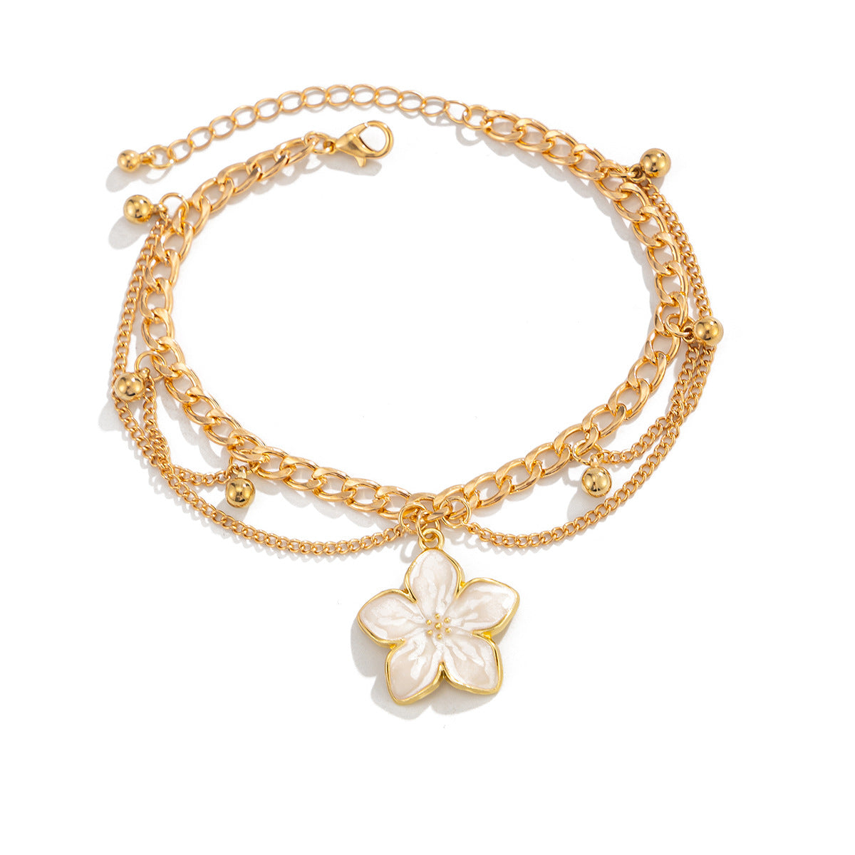 Bohemian Floral Drip Oil Alloy Anklet for Women