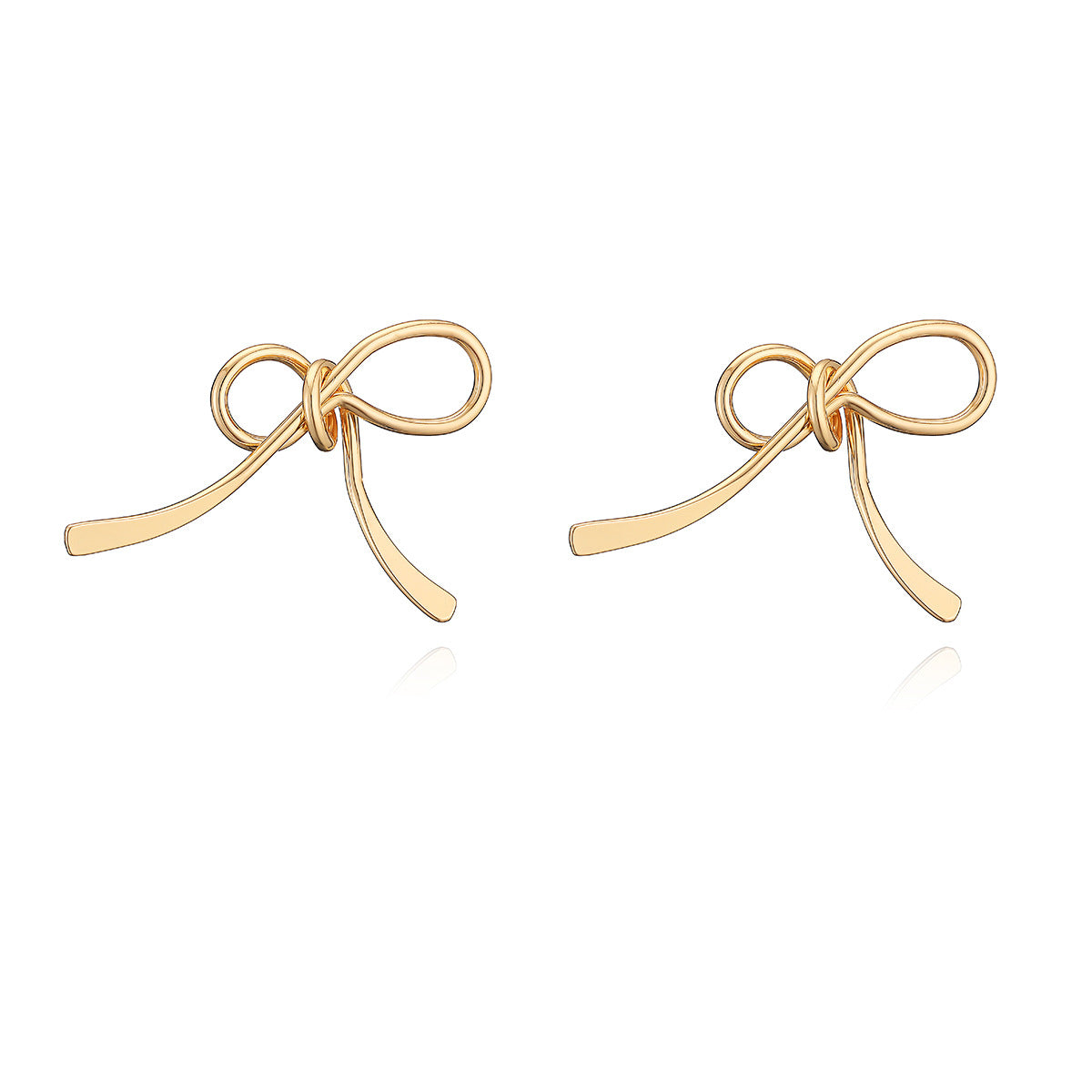 Orecchini a perno a forma di fiocco in rame placcato per donna, gioielli vintage geometrici alla moda