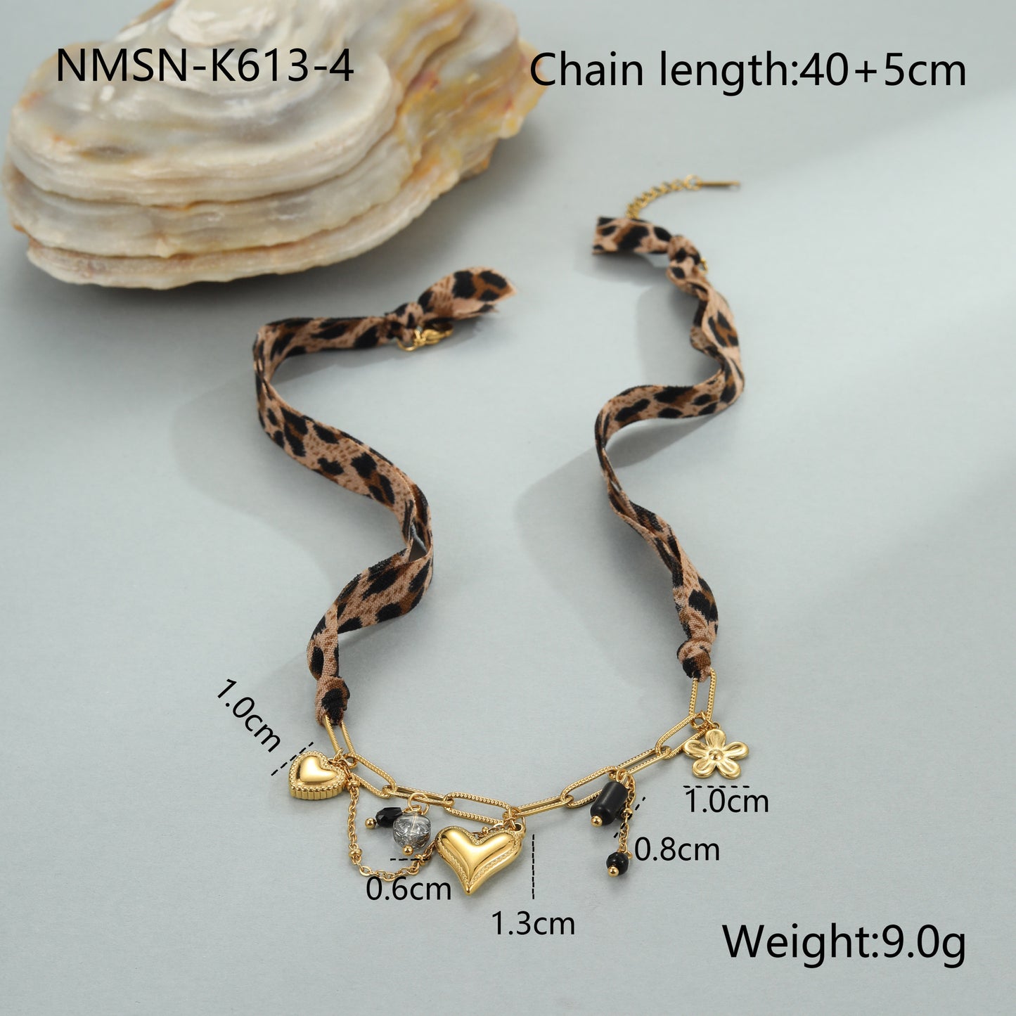 Elegante collar de acero inoxidable con estampado de leopardo geométrico y acabado chapado para mujer