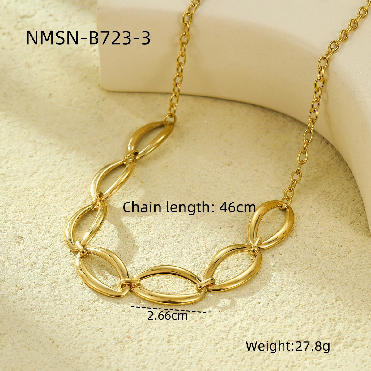 Conjunto de collar de acero inoxidable chapado con óvalos geométricos minimalistas para mujer