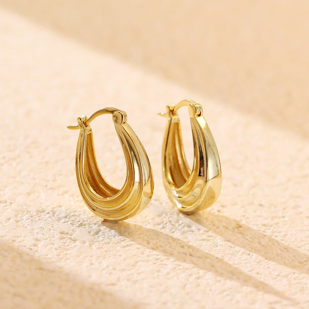 Elegant 925 Sterling Silver Geometric Hoop Earrings for Women