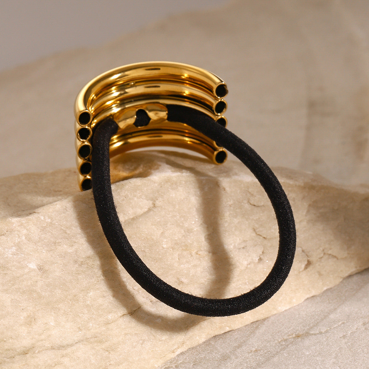 Minimalist Geometric Stainless Steel Hair Tie with Plated Finish for High Ponytail Styling