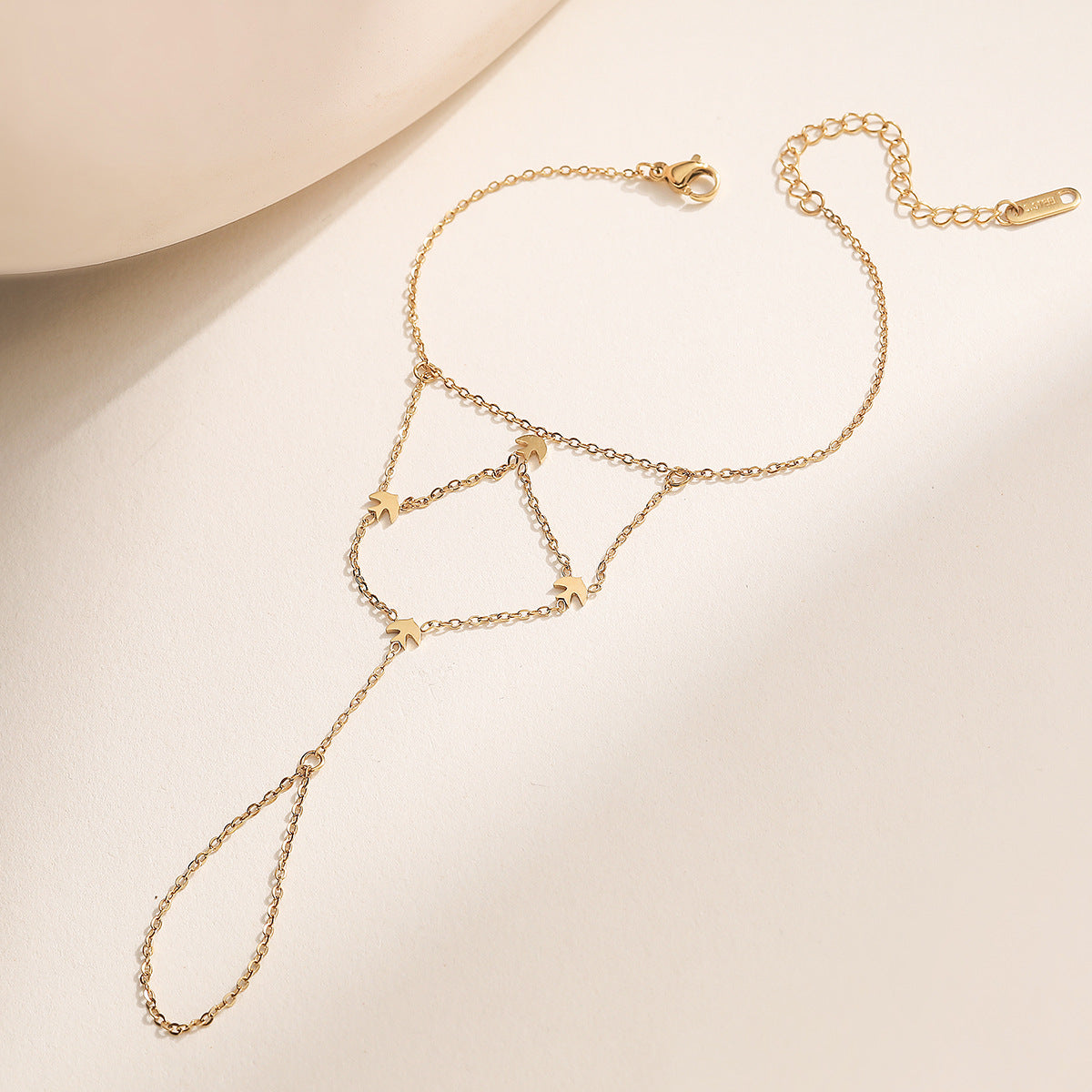 Vintage Gold Plated Heart Star Geometric Stainless Steel Hand Chain for Women