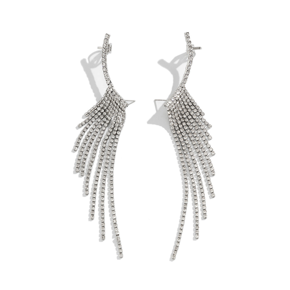 Pendientes de mujer minimalistas de metal con diseño geométrico y circonitas incrustadas, borla de cadena larga para fiesta y Año Nuevo