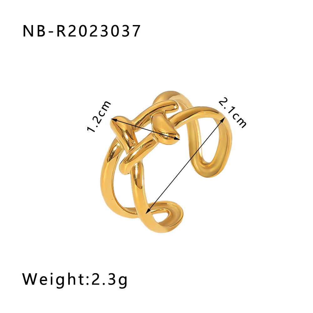 Minimalist Heart-Shaped Geometric Stainless Steel Open Ring for Women with 18K Vacuum Plating Finish