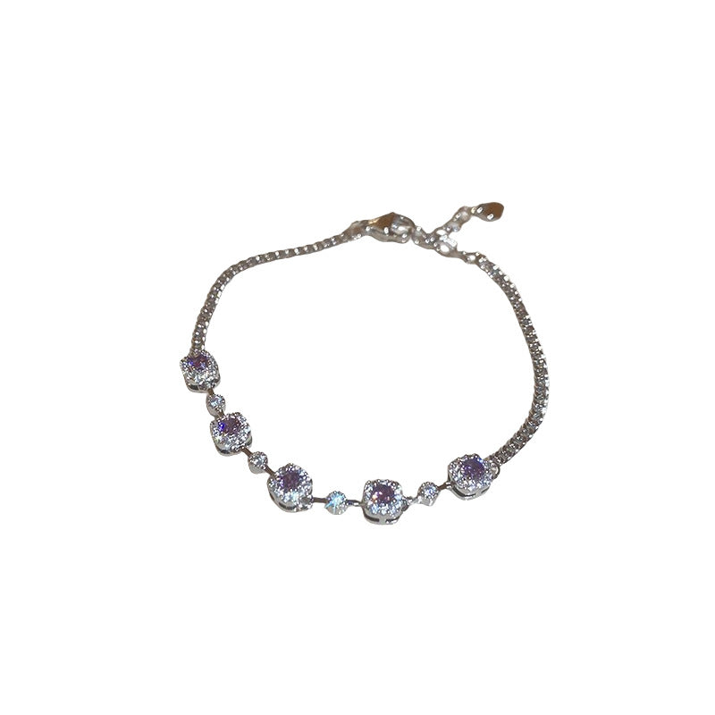 Pulsera minimalista geométrica de perlas con incrustaciones de circonitas para mujer, accesorio de moda ajustable