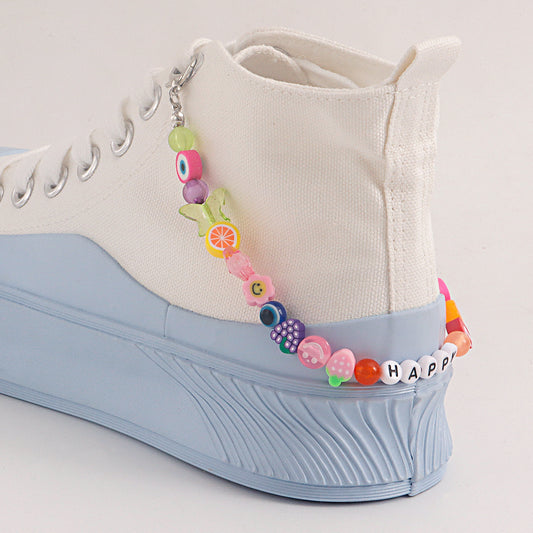 Tobillera de aleación con letras HAPPY geométricas de estilo bohemio para mujer con diseño creativo
