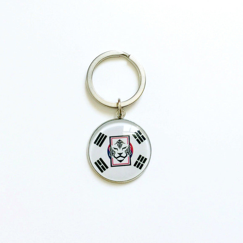 Sporty Round Stainless Steel Keychain National Football Team Souvenir Gift