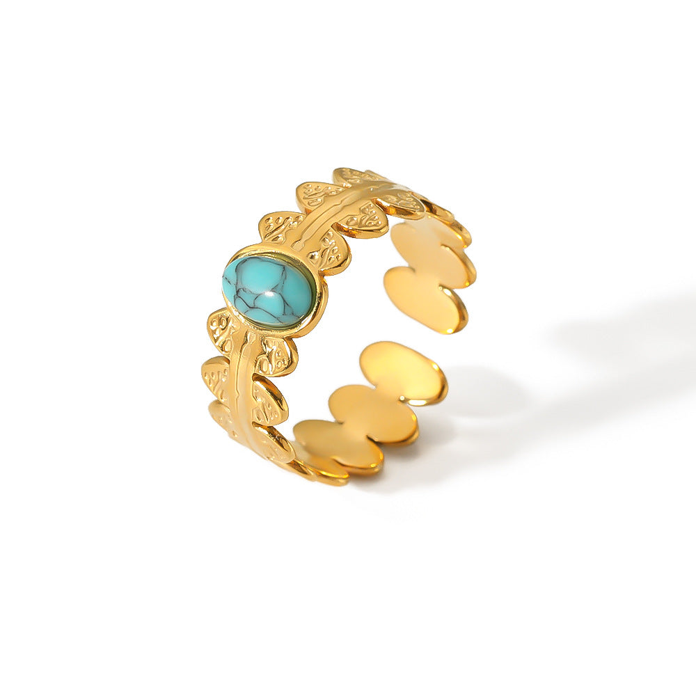 Anello da Donna Minimalista Geometrico Regolabile in Acciaio Inossidabile con Placcatura in Oro 18K