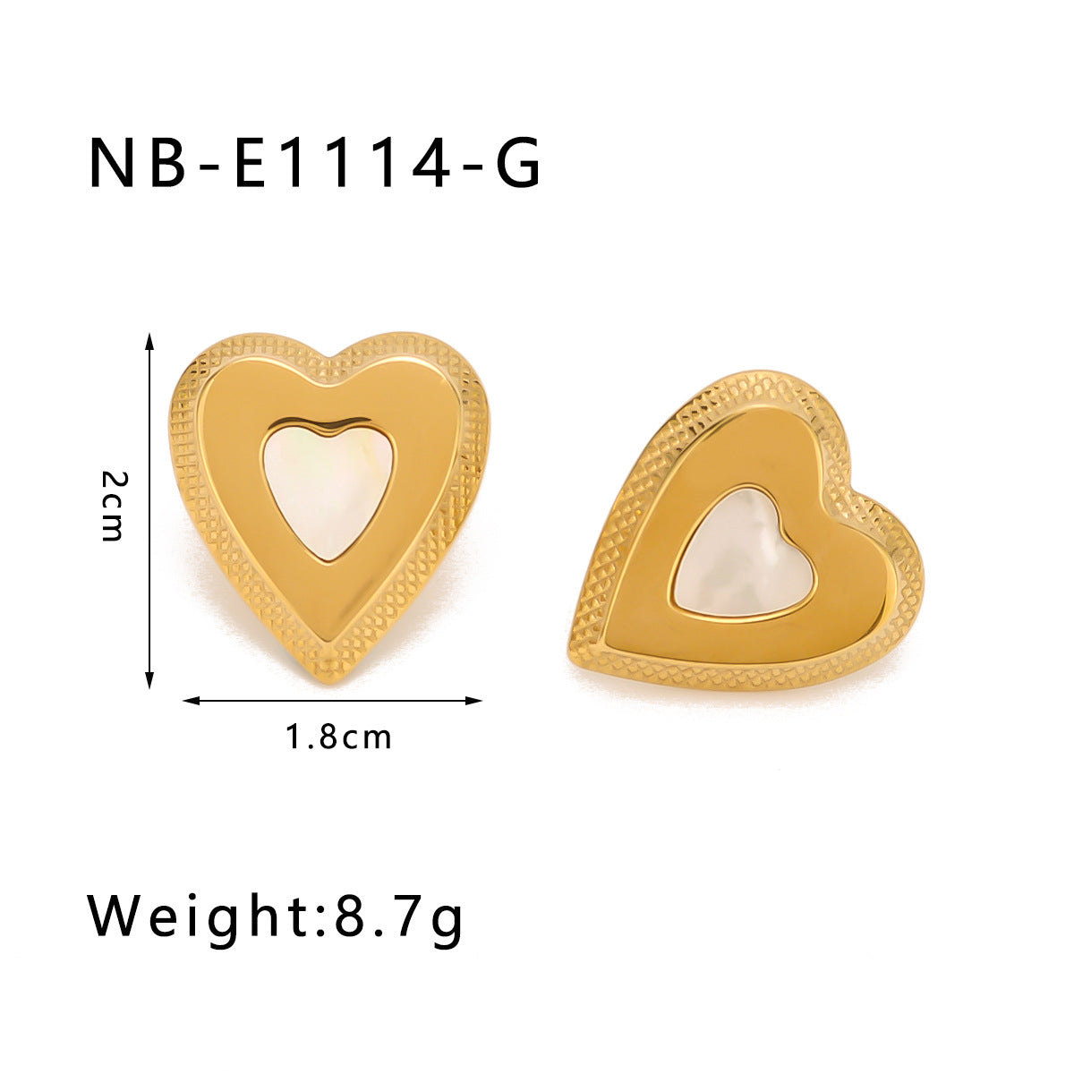 Minimalist Heart-Shaped Earrings in Stainless Steel with 18K Gold Plating, Polished Mirror Finish for Women