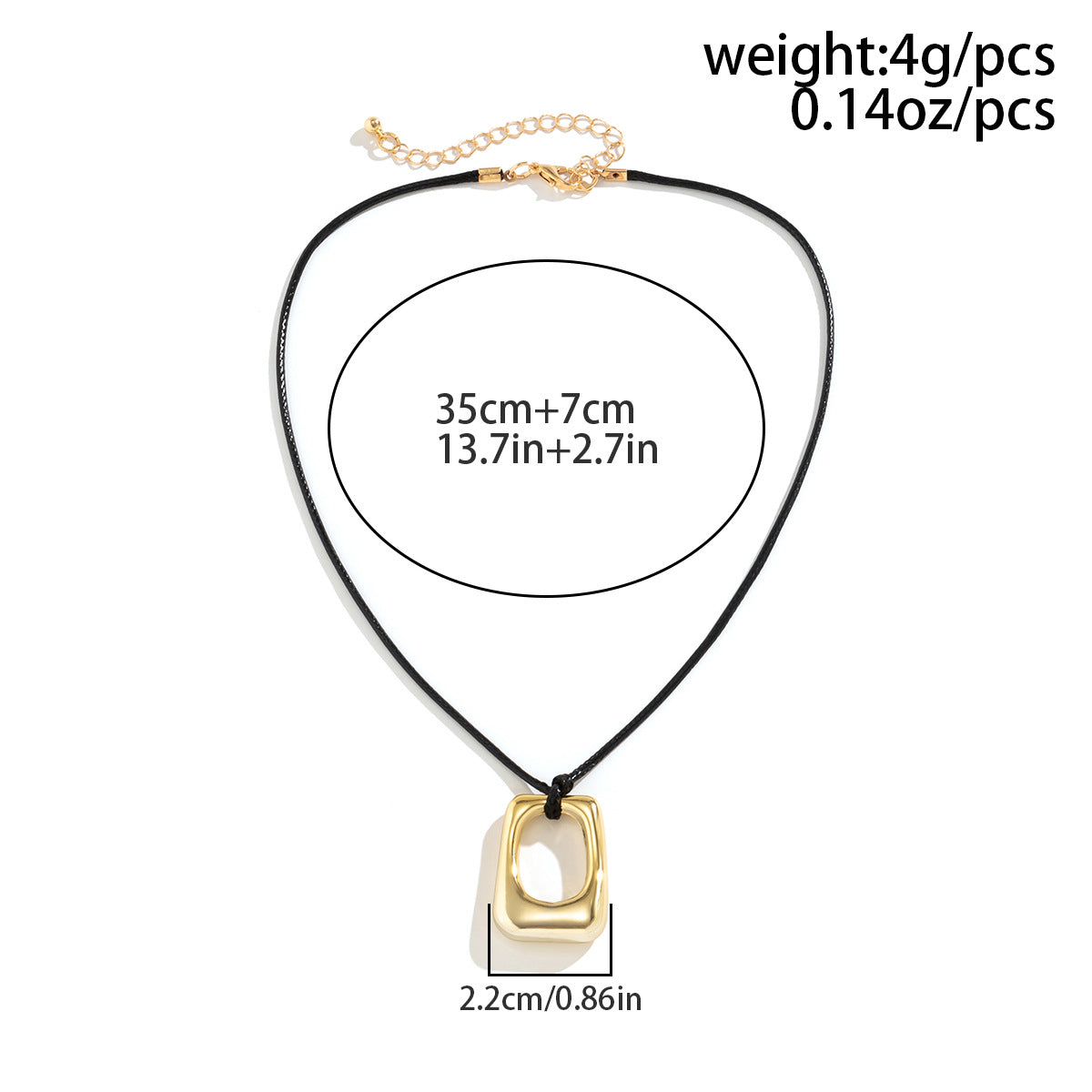 Collana con ciondolo a forma di cuore cavo irregolare dolce e grintoso da donna, ciondolo geometrico in metallo con finitura placcata su catena di cordino cerato