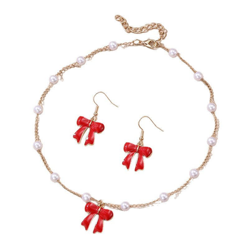 Juego de Collar Minimalista de Aleación en Forma de Lazo con Acabado Esmaltado para Niñas de 3 a 10 Años