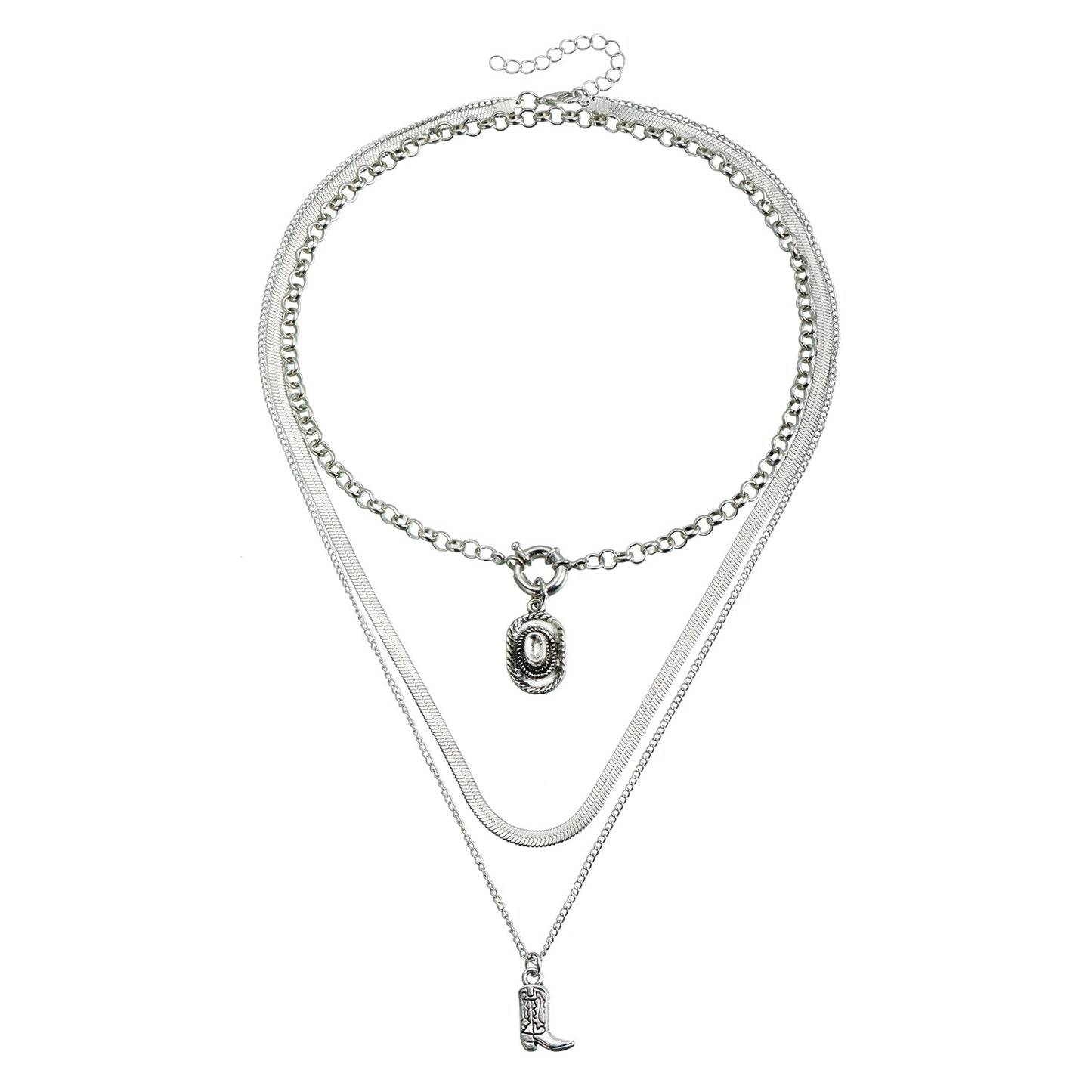 Collana con ciondolo geometrico da donna in stile cowboy western con ciondolo in lega e finitura placcata su catena a serpente