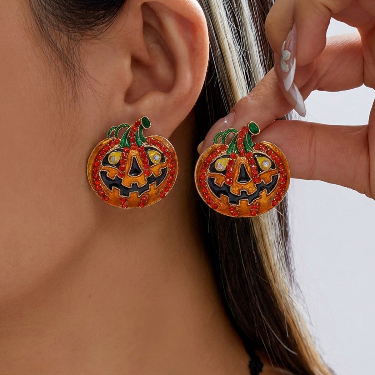 Gothic Halloween Pumpkin Ghost Face Alloy Plated Cartoon Earrings Unisex