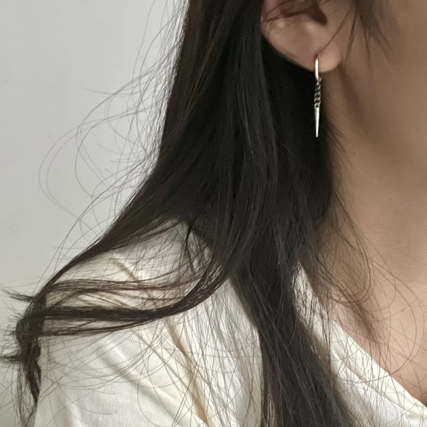 Pendientes de remache largos de plata de ley 925 con forma de estrella minimalista vintage para mujer con acabado artesanal
