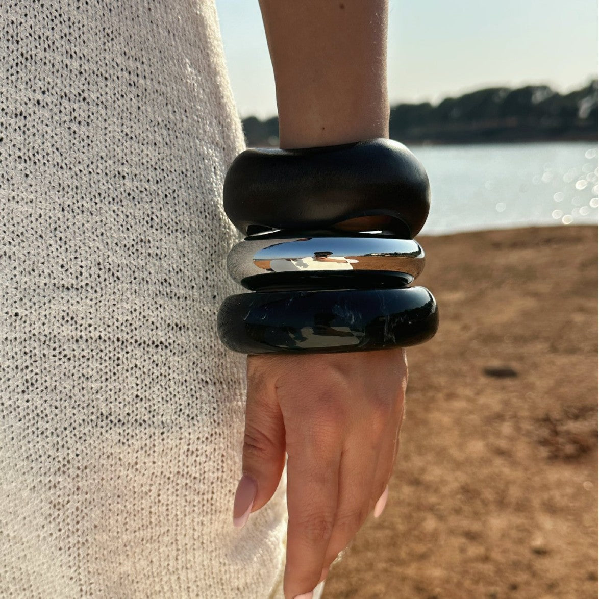 Bracciale a fascia larga geometrico in lega placcata alla moda