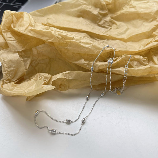 Collar Minimalista de Cuentas de Oliva Naturales y Frescas para Mujer en Plata de Ley 925 con Cuentas tipo Perla