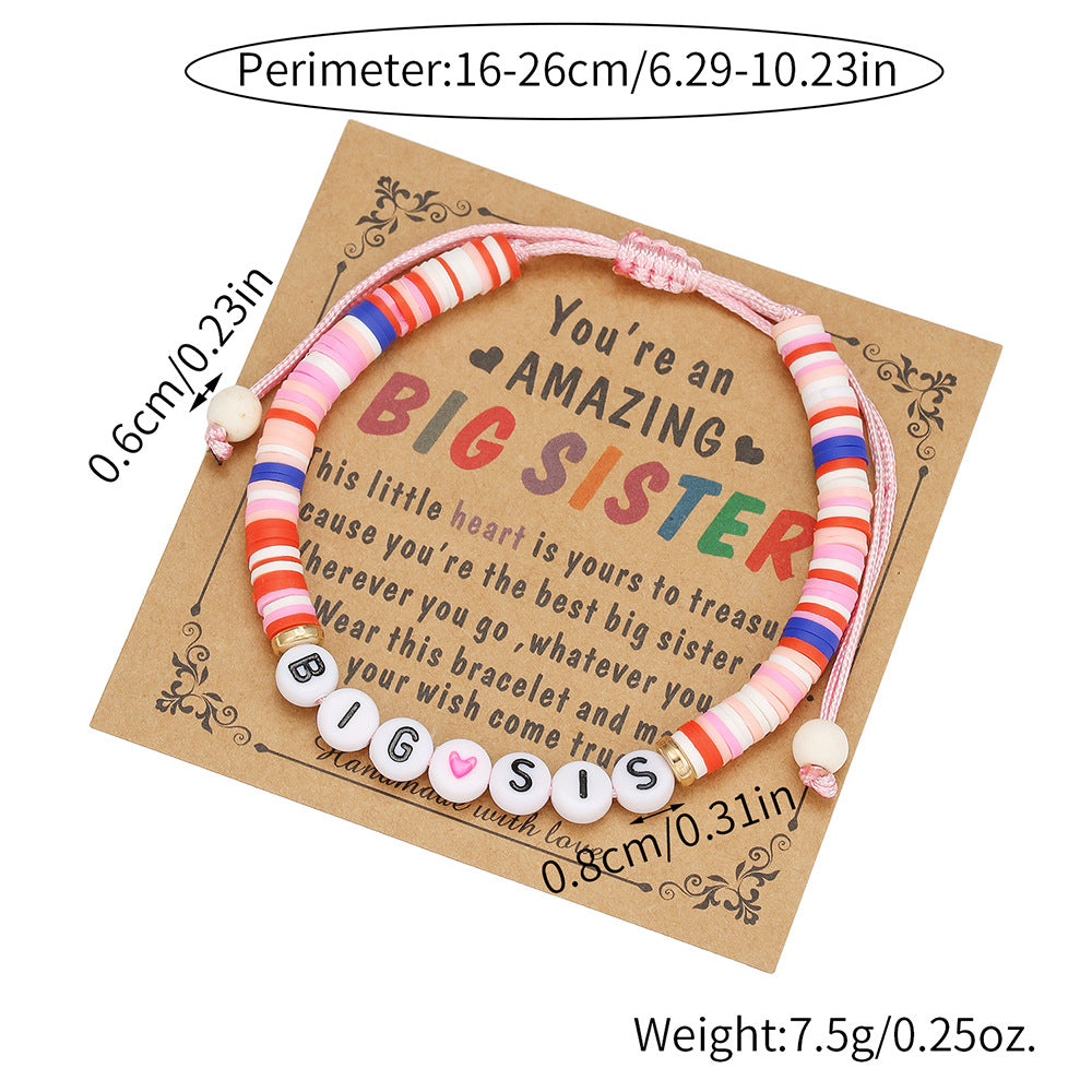Bohemian Handmade Braided Friendship Bracelet with Colorful Letter Beads Heart and Pearl Charms