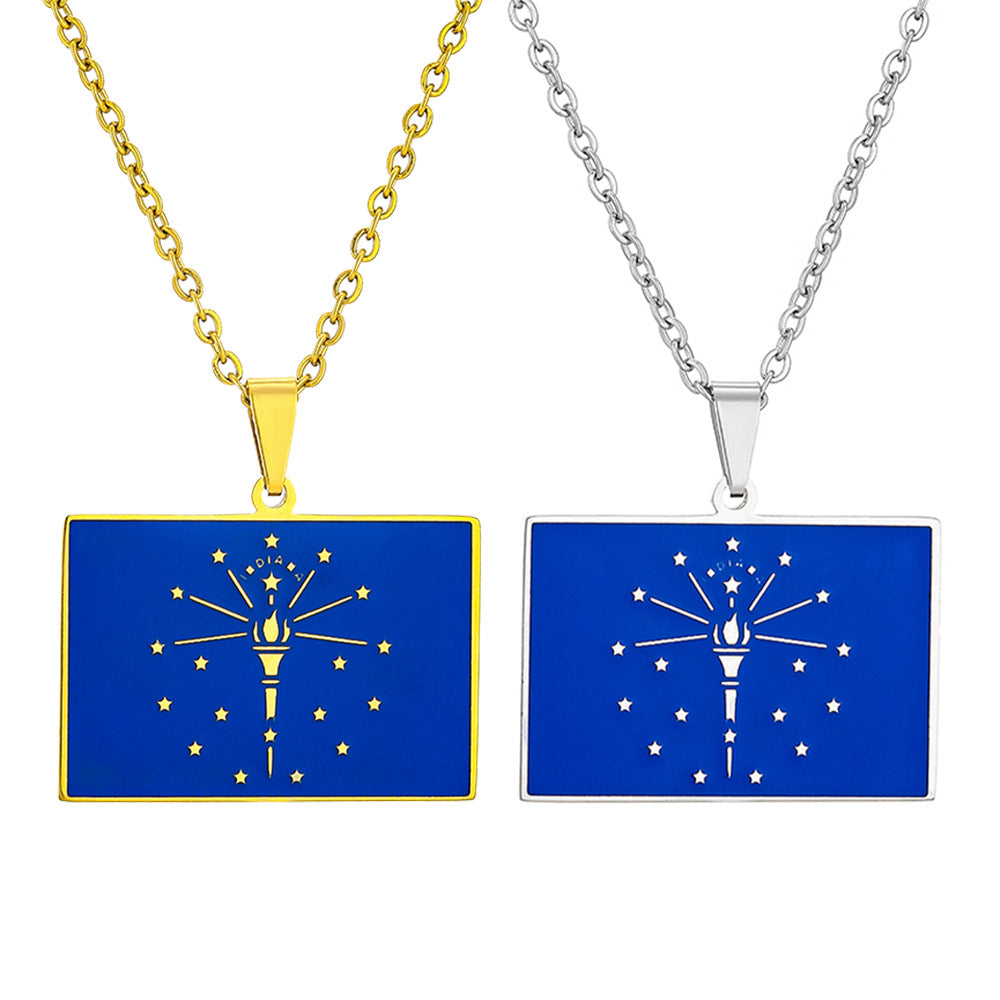 Collana con pendente rettangolare minimalista in acciaio inossidabile con finitura smaltata per moda unisex e abbigliamento casual