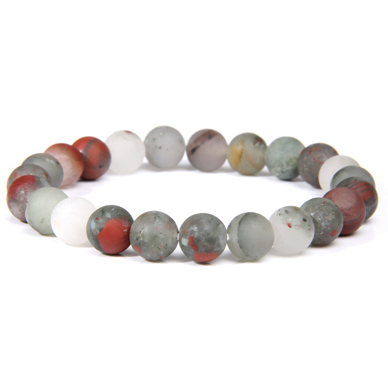 Natural Volcanic Stone and Agate Beaded Bracelet Geometric Round Unisex Fashion Jewelry