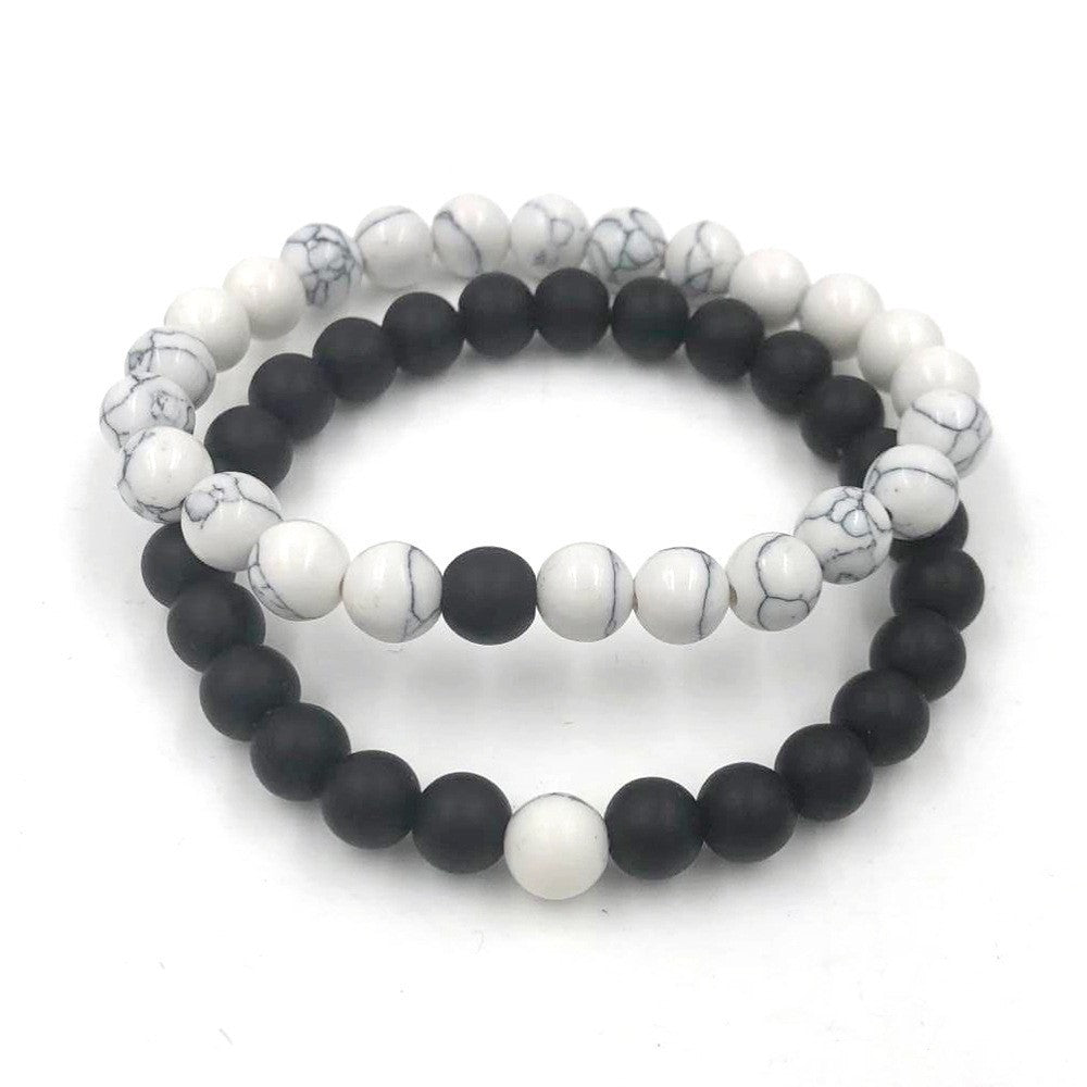 Set di bracciali a strati Punk Dark con ossidiana nera, occhio di Allah e ciondoli a forma di corona in zircone, unisex