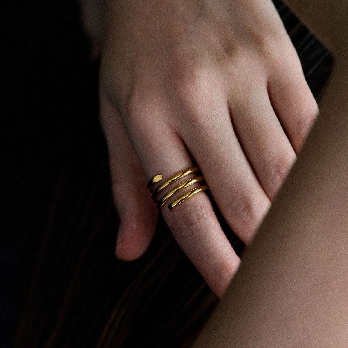 Geometric Stainless Steel Ring with Plating Finish for Women Minimalist Fashion Accessory