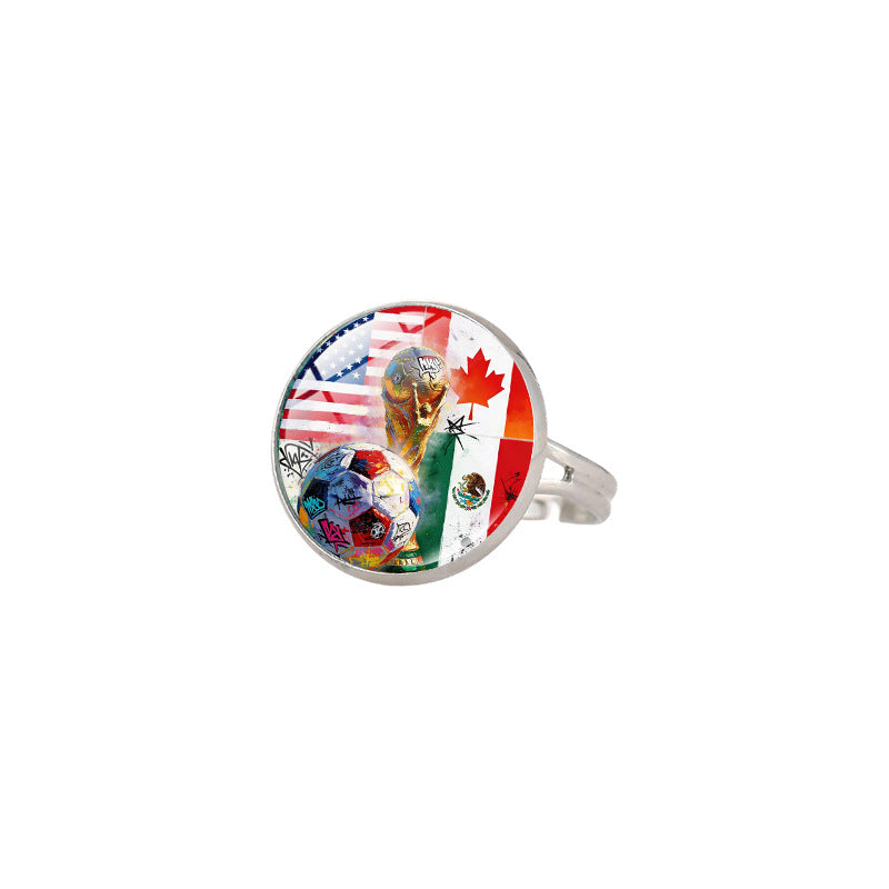 Vintage Sporty Geometric Alloy Plated Ring Unisex World Cup Trophy Pattern Jewelry