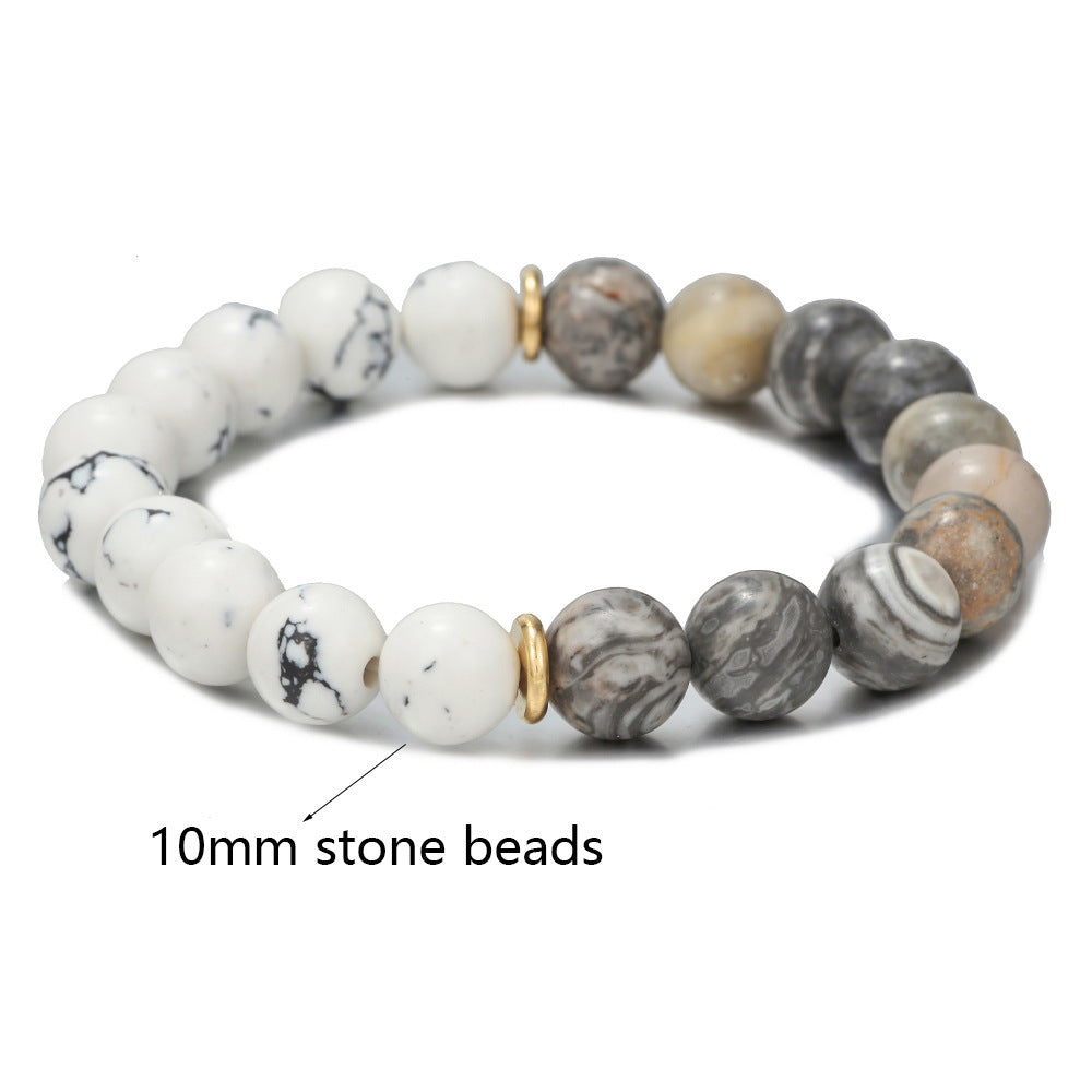 New Chinese Style Ethnic Double Layer Wood and Imitation Jade Beaded Bracelet for Women