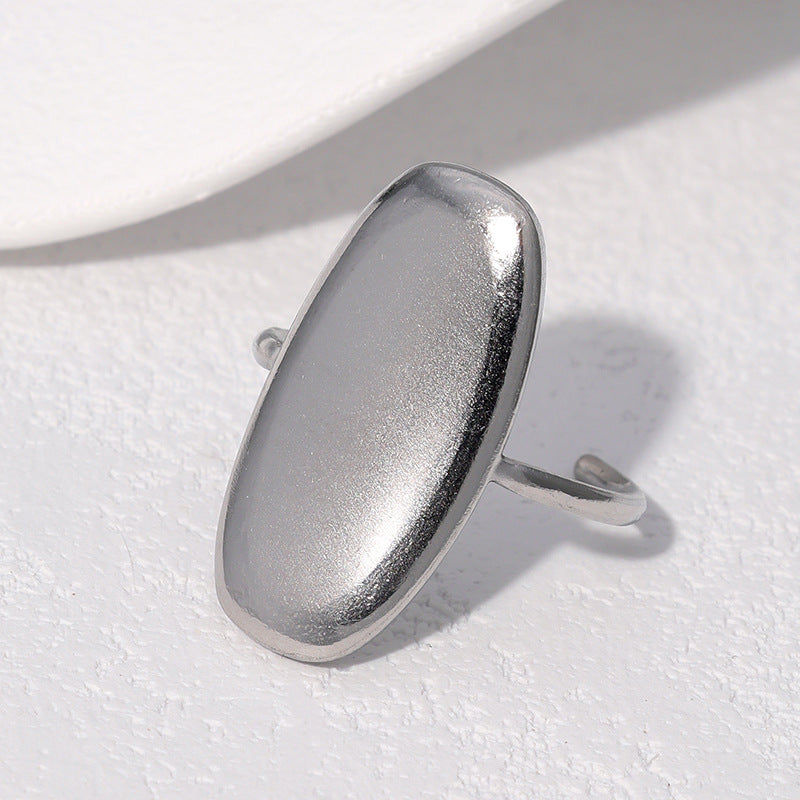Anello Aperto Geometrico Minimalista Vintage in Acciaio Inox Placcato Oro 18K per Donna