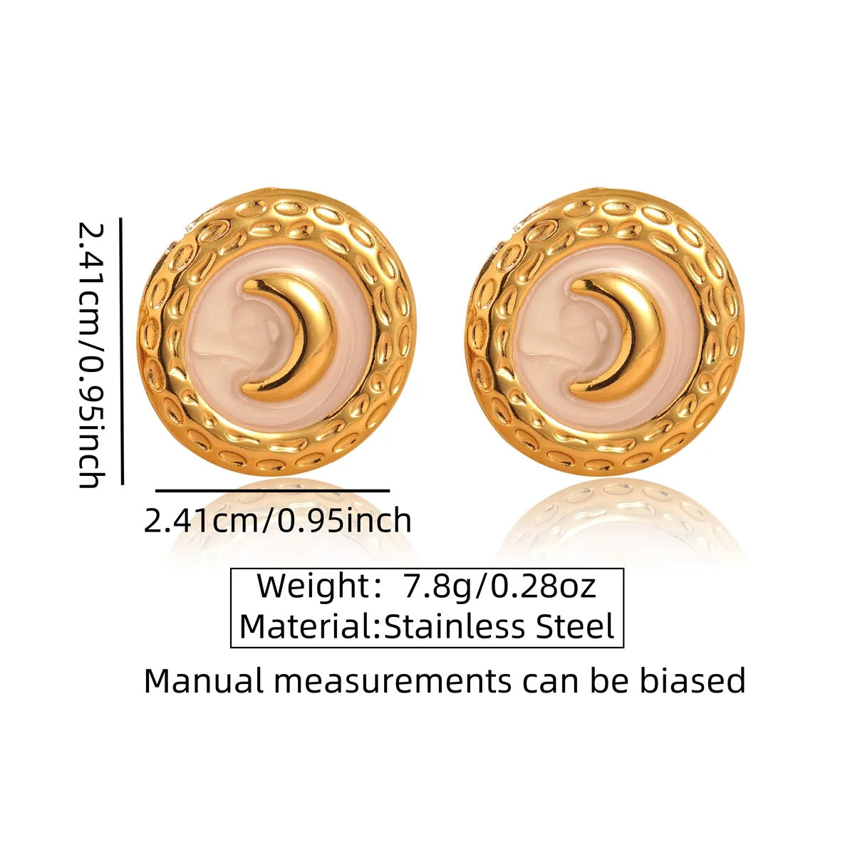 Casual Stainless Steel Drip Oil Star Moon Round Earrings