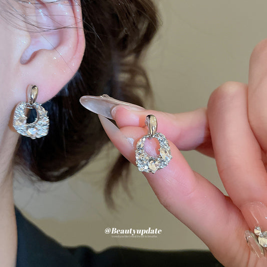 Pendientes de Tachuela Cuadrados Geométricos Minimalistas con Incrustaciones de Diamantes de Imitación en Plata 925 para Mujer, Elegantes, de Lujo para Uso Diario