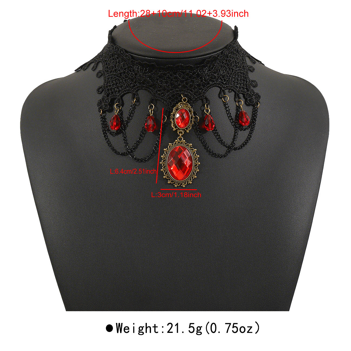 Collana Girocollo Gotica Vintage in Pizzo con Ciondolo Strass per Donna, Collana dal Design Dolce e Audace con Estetica Dark