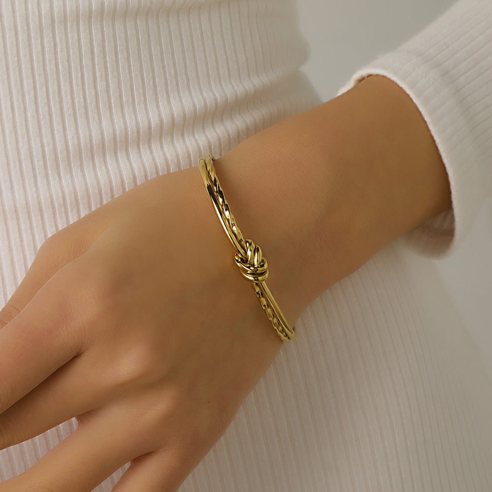 Vintage 18K Gold Plated Stainless Steel Knot Bracelet