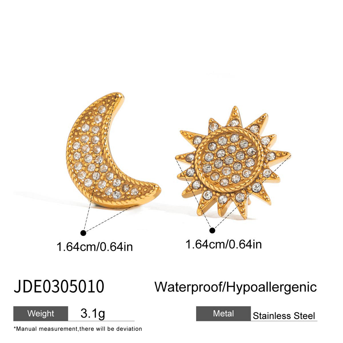 Pendientes de lujo de acero inoxidable con diseño geométrico en forma de sol y circonitas incrustadas para mujer, aretes hipoalergénicos de acero de titanio chapado